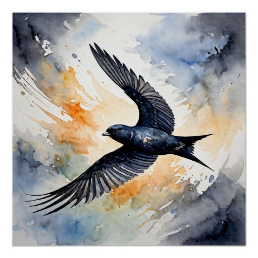 Symbiotic Sky Dancer: Graceful Swift Bird Perfect Poster (Voorkant)