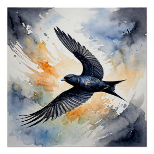 Symbiotic Sky Dancer: Graceful Swift Bird Perfect Poster
