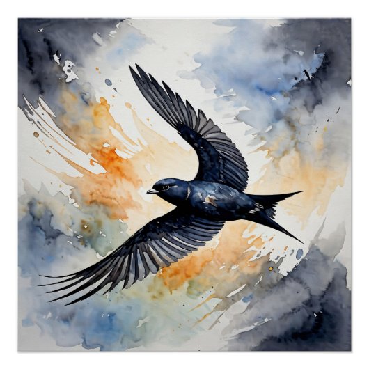 Symbiotic Sky Dancer: Graceful Swift Bird Perfect Poster (Voorkant)
