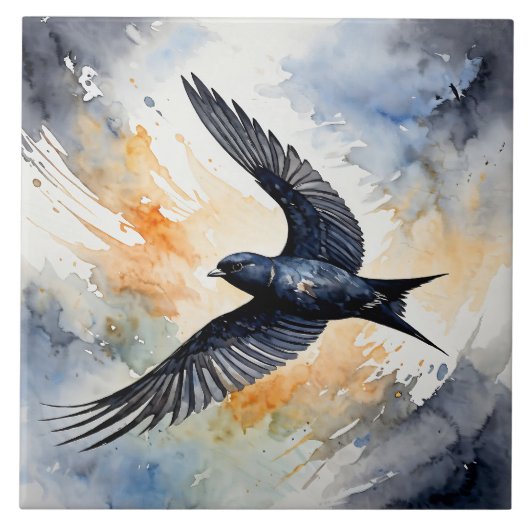 Symbiotic Sky Dancer: Graceful Swift Bird Tegeltje (Voorkant)