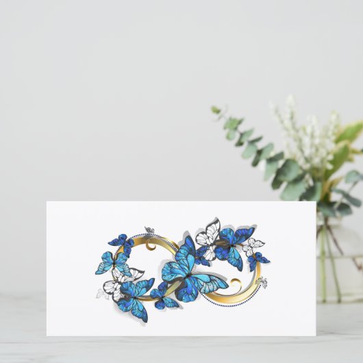 Symbol Infinity of Blue Morpho Butterflies Aankondiging (Staand voorkant)