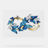 Symbol Infinity of Blue Morpho Butterflies Acryl Bord (Voorkant)