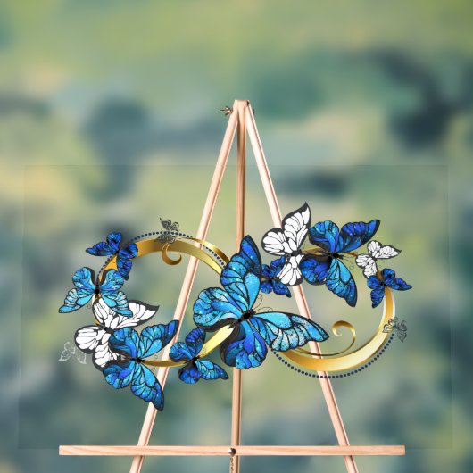 Symbol Infinity of Blue Morpho Butterflies Acryl Bord (Neutraal)