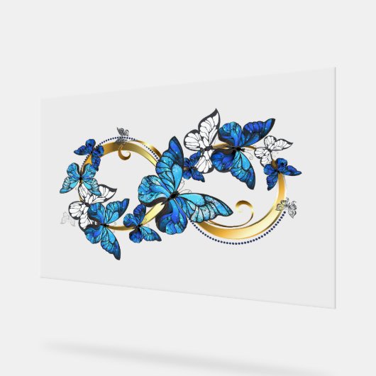 Symbol Infinity of Blue Morpho Butterflies Acryl Bord (Hoek)