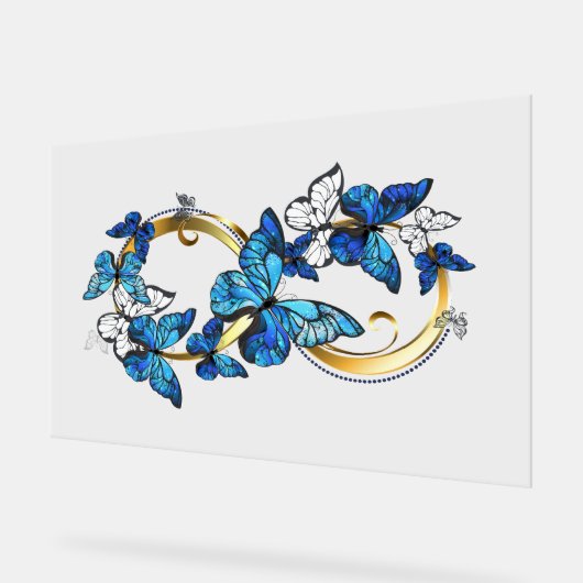 Symbol Infinity of Blue Morpho Butterflies Acryl Bord (Hoek)