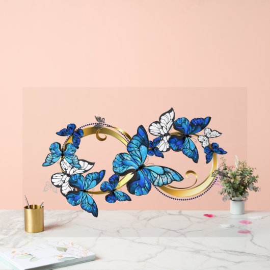 Symbol Infinity of Blue Morpho Butterflies Acryl Bord (Huwelijk)