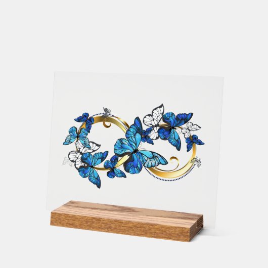 Symbol Infinity of Blue Morpho Butterflies Acryl Bord (Hoek)