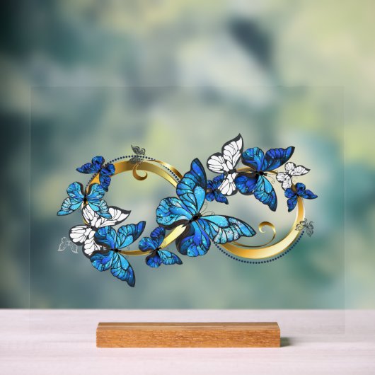 Symbol Infinity of Blue Morpho Butterflies Acryl Bord (Neutraal)