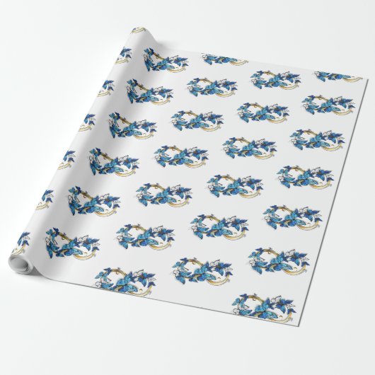 Symbol Infinity of Blue Morpho Butterflies Cadeaupapier (Uitgerold)
