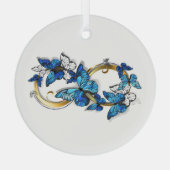 Symbol Infinity of Blue Morpho Butterflies Glas Ornament (Achterkant)