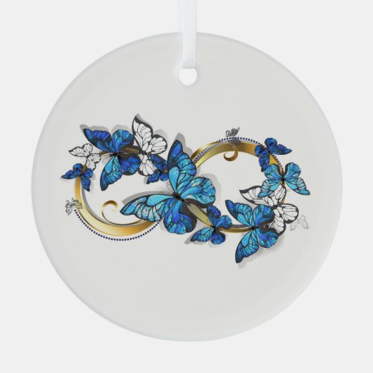 Symbol Infinity of Blue Morpho Butterflies Glas Ornament (Achterkant)