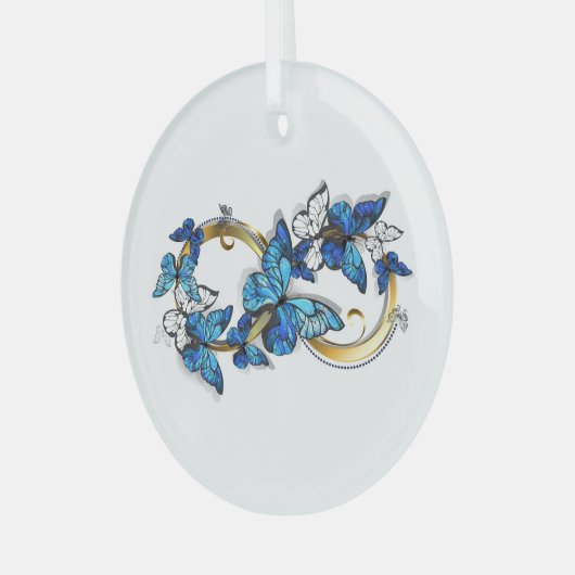 Symbol Infinity of Blue Morpho Butterflies Glas Ornament (Voorkant links)