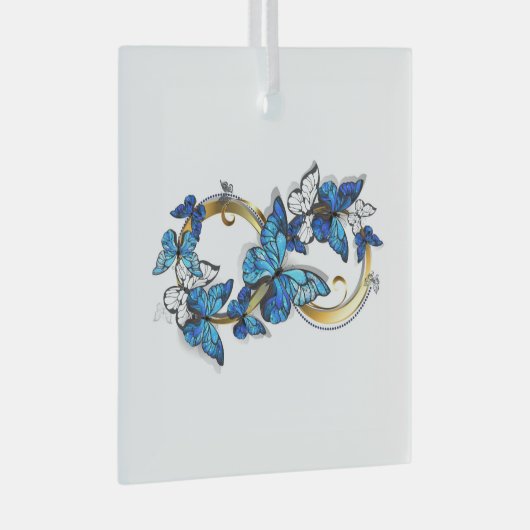 Symbol Infinity of Blue Morpho Butterflies Glas Ornament (Voorkant Rechts)