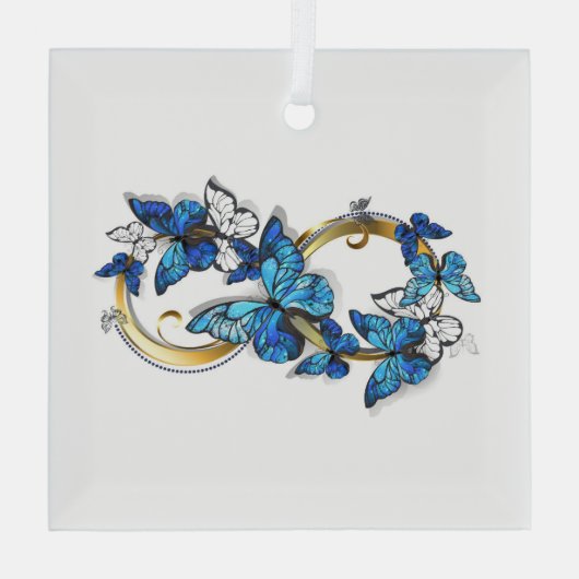 Symbol Infinity of Blue Morpho Butterflies Glas Ornament (Achterkant)