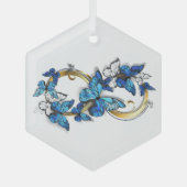 Symbol Infinity of Blue Morpho Butterflies Glas Ornament (Voorkant)