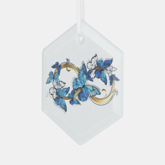 Symbol Infinity of Blue Morpho Butterflies Glas Ornament (Voorkant links)