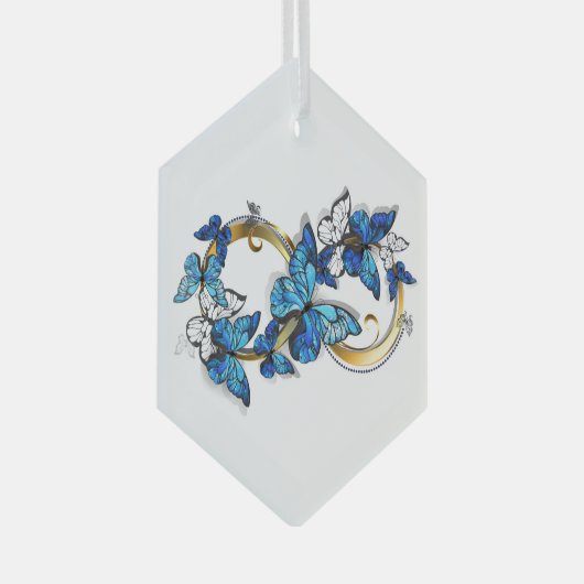 Symbol Infinity of Blue Morpho Butterflies Glas Ornament (Voorkant Rechts)