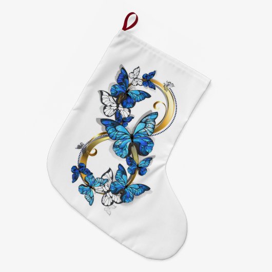 Symbol Infinity of Blue Morpho Butterflies Grote Kerstsok (Voorkant (Hangend))
