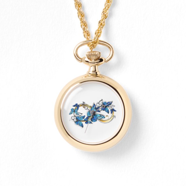 Symbol Infinity of Blue Morpho Butterflies Horloge (Voorkant)