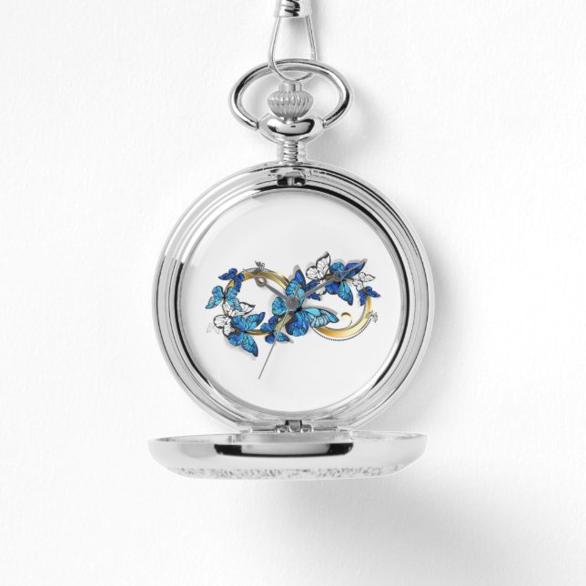 Symbol Infinity of Blue Morpho Butterflies Horloge (Voorkant)