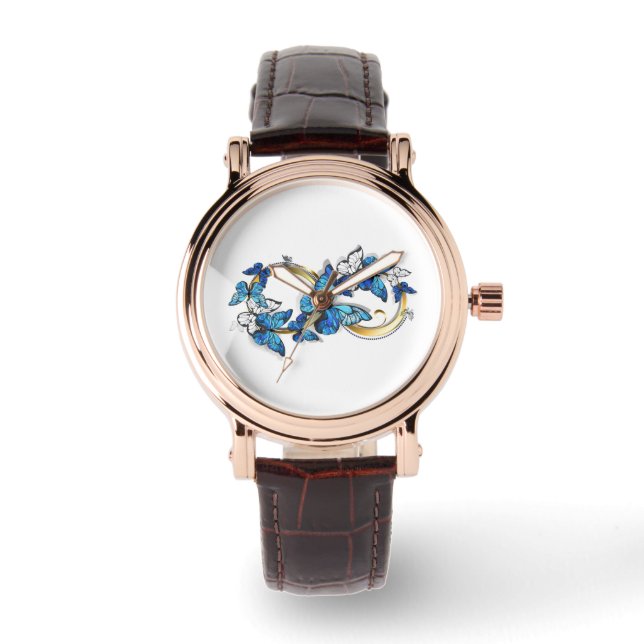 Symbol Infinity of Blue Morpho Butterflies Horloge (Voorkant)