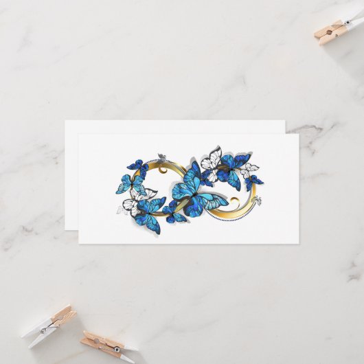 Symbol Infinity of Blue Morpho Butterflies Kaart (Voorkant / Achterkant in situ)