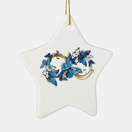 Symbol Infinity of Blue Morpho Butterflies Keramisch Ornament (Rechts)