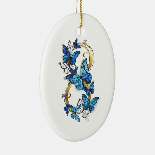 Symbol Infinity of Blue Morpho Butterflies Keramisch Ornament (Rechts)