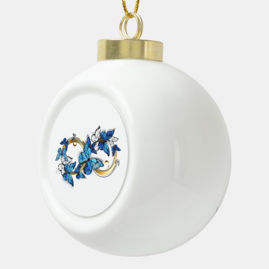 Symbol Infinity of Blue Morpho Butterflies Keramische Bal Ornament (Rechts)