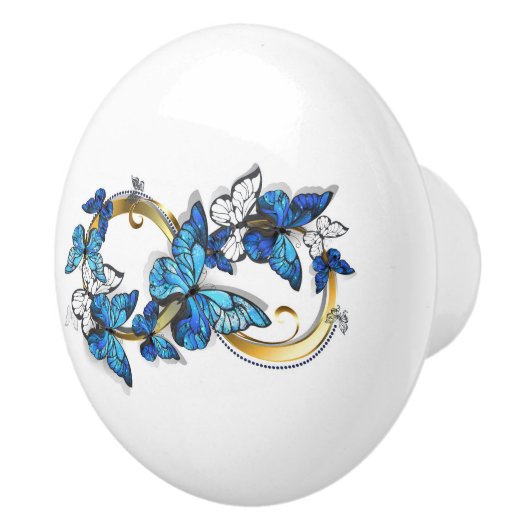 Symbol Infinity of Blue Morpho Butterflies Keramische Knop (Rechts)