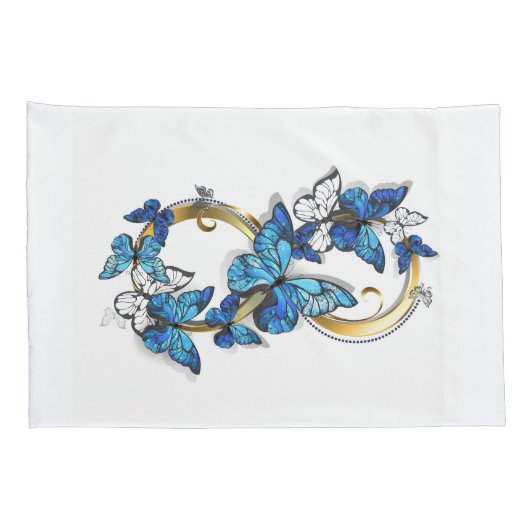 Symbol Infinity of Blue Morpho Butterflies Kussensloop (Achterkant-Rechts)