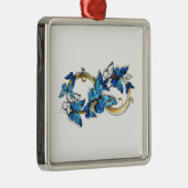 Symbol Infinity of Blue Morpho Butterflies Metalen Ornament (Rechts)