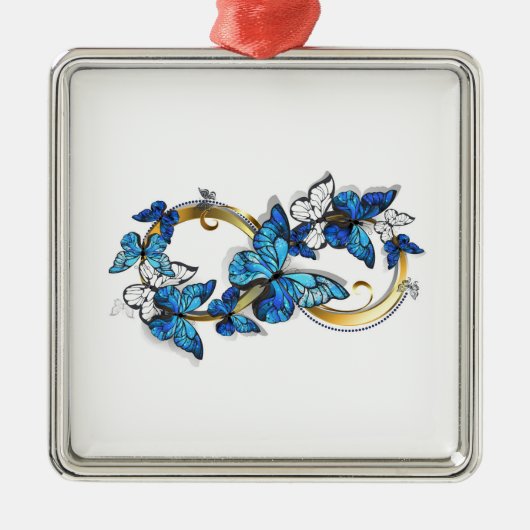 Symbol Infinity of Blue Morpho Butterflies Metalen Ornament (Voorkant)