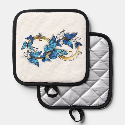 Symbol Infinity of Blue Morpho Butterflies Pannenlap (Voorkant / Achterkant)