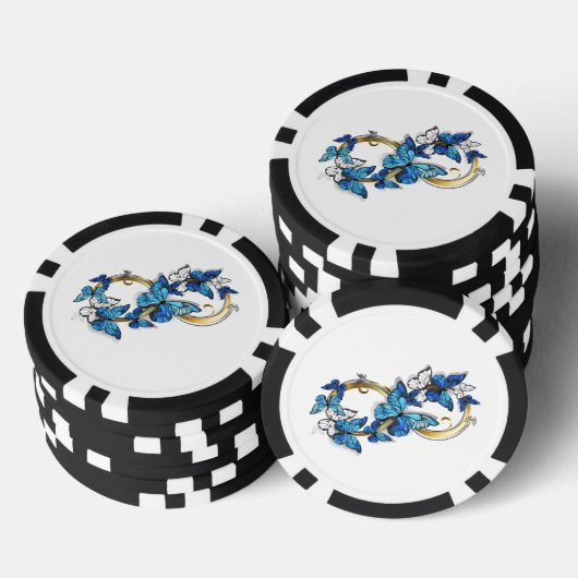 Symbol Infinity of Blue Morpho Butterflies Poker Chips (Opstapeling)