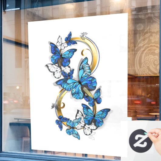 Symbol Infinity of Blue Morpho Butterflies Raamsticker (Cafe Raam)