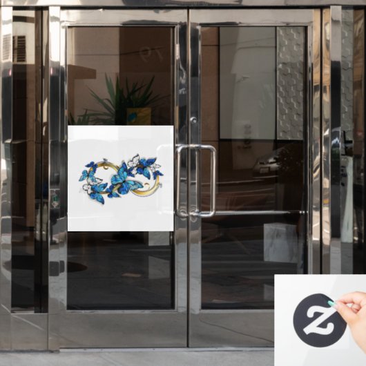 Symbol Infinity of Blue Morpho Butterflies Raamsticker (Kantoordeur)