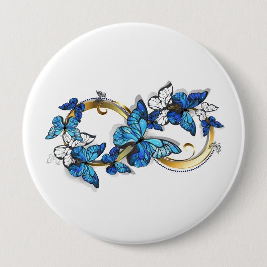 Symbol Infinity of Blue Morpho Butterflies Ronde Button 4,0 Cm (Voorkant)