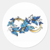 Symbol Infinity of Blue Morpho Butterflies Ronde Sticker (Voorkant)