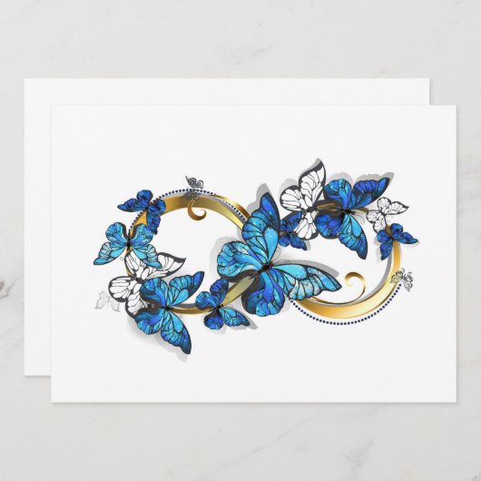 Symbol Infinity of Blue Morpho Butterflies Save The Date (Voorkant / Achterkant)