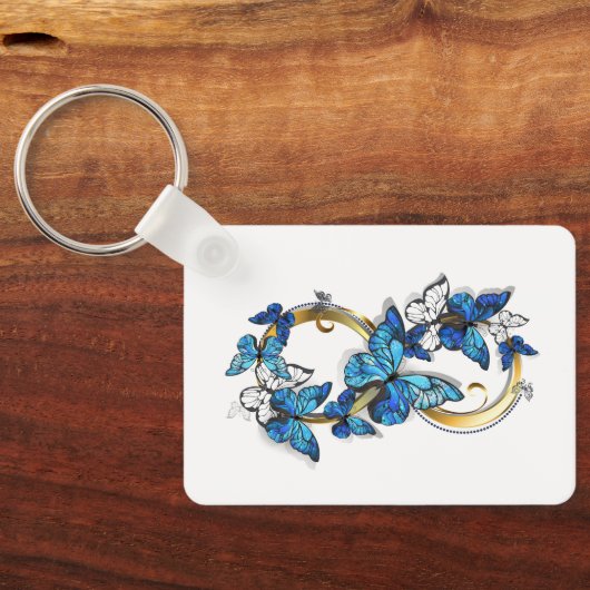Symbol Infinity of Blue Morpho Butterflies Sleutelhanger (Achterkant)