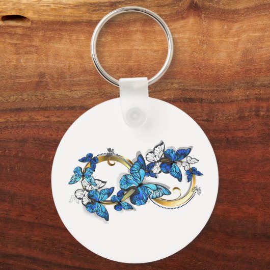 Symbol Infinity of Blue Morpho Butterflies Sleutelhanger (Achterkant)