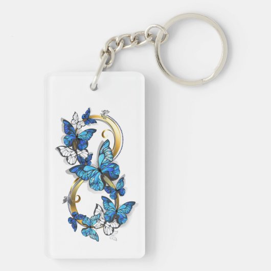 Symbol Infinity of Blue Morpho Butterflies Sleutelhanger (achterkant)