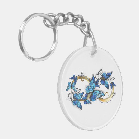 Symbol Infinity of Blue Morpho Butterflies Sleutelhanger (Voorkant Links)