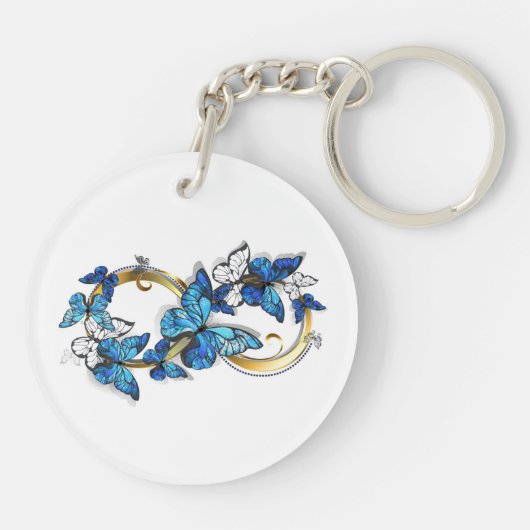 Symbol Infinity of Blue Morpho Butterflies Sleutelhanger (Achterkant)