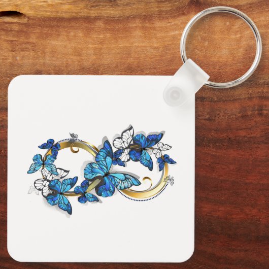 Symbol Infinity of Blue Morpho Butterflies Sleutelhanger (Achterkant)