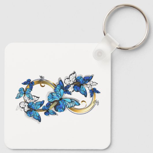 Symbol Infinity of Blue Morpho Butterflies Sleutelhanger (Achterkant)