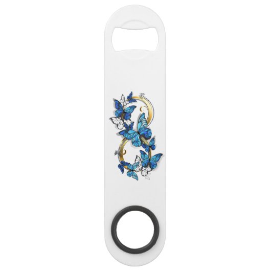 Symbol Infinity of Blue Morpho Butterflies Speed Flessenopener (Achterkant)