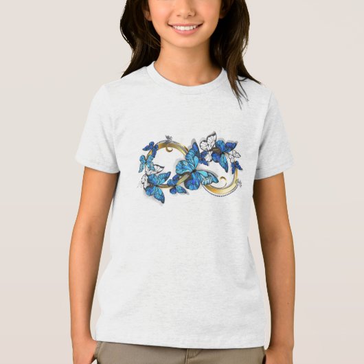 Symbol Infinity of Blue Morpho Butterflies Tri-Blend Shirt (Voorkant)