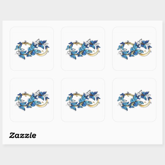 Symbol Infinity of Blue Morpho Butterflies Vierkante Sticker (Vel)